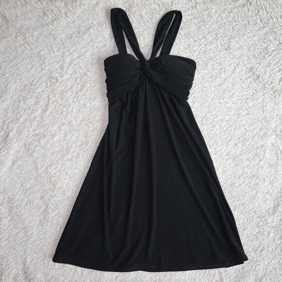 Women’s black size 7/8 A-line dress with twist at bust - Picture 1 of 6